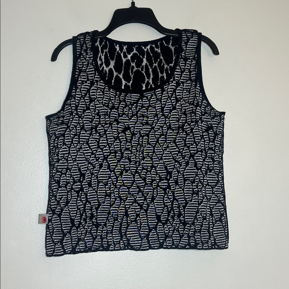 St. John Black & White Reversible Animal Print Tank Top Medium - Picture 5 of 6